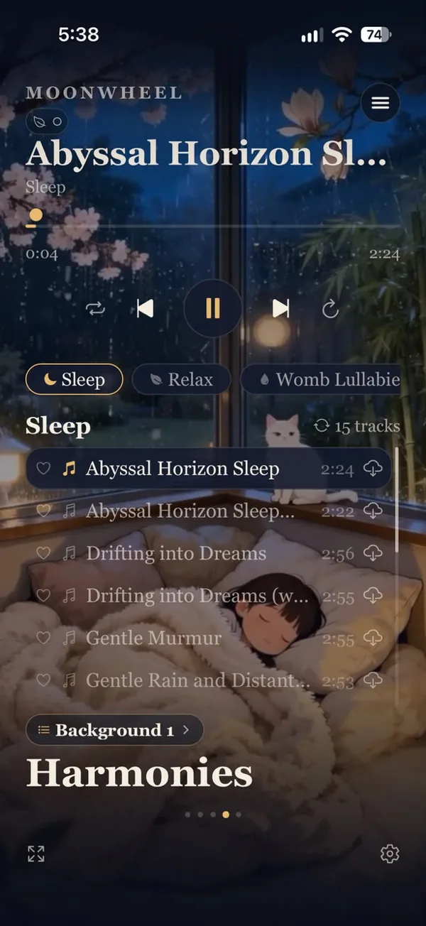 Harmonies screen
